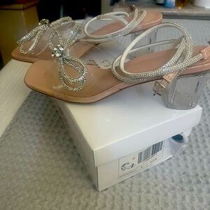 Rhinestone bow heels